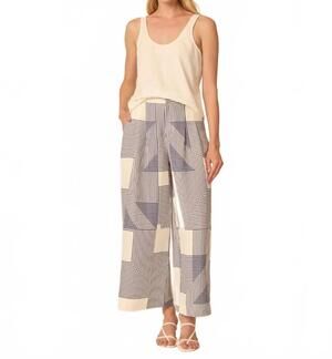 NEW GILNER FARRAR lizzie pant in navy white geo print